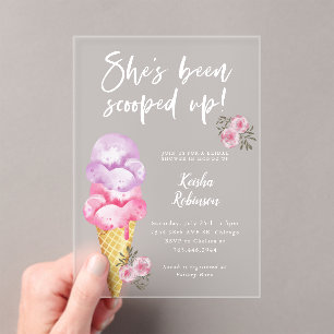 Invitations En Acrylique Fête des mariées de crème glacée rose