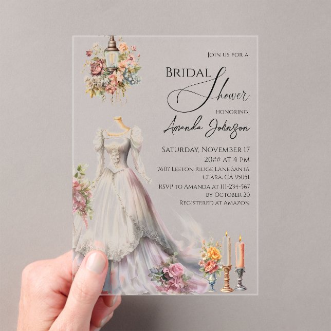 Invitations En Acrylique Fête des mariées de robe de Mariage victorienne (In situ (ordinateur de poche))