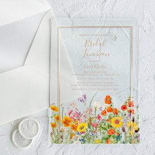 Invitations En Acrylique Fête des mariées des fleurs sauvages de Boho pour 