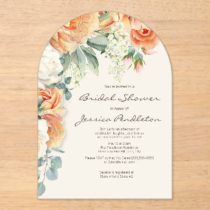 Invitations En Acrylique Fête des mariées d'Eucalyptus Floral à la crème de