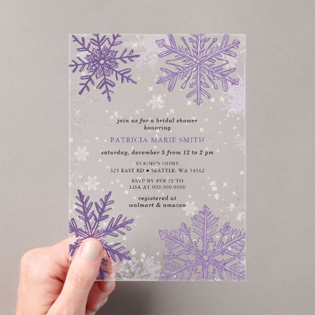Invitations En Acrylique Fête des mariées d'hiver de Noël des flocons de ne (In situ (ordinateur de poche))