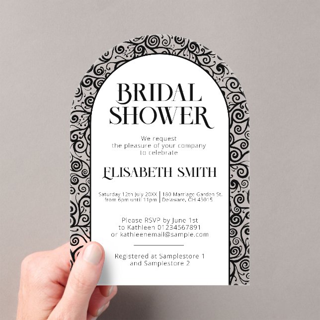 Invitations En Acrylique Fête des mariées distinctive de la floraison noire (In situ (ordinateur de poche))