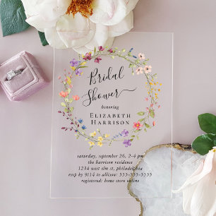 Invitations En Acrylique Fête des mariées Fleur sauvage Boho
