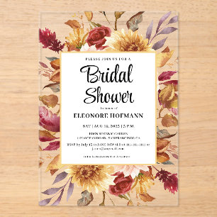 Invitations En Acrylique Fête des mariées florale automne