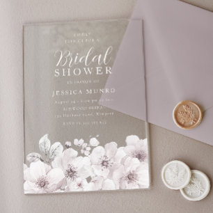 Invitations En Acrylique Fête des mariées Florale blanche Vintage