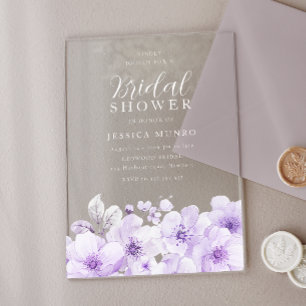 Invitations En Acrylique Fête des mariées florale de lavande violette Desig