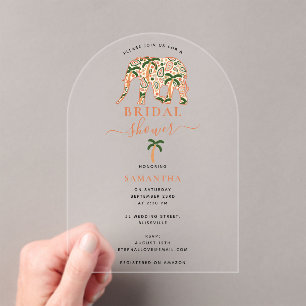 Invitations En Acrylique Fête des mariées indienne des éléphants ornés
