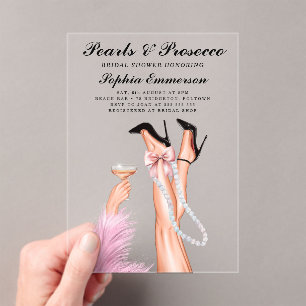 Invitations En Acrylique Fête des mariées Perles et poursuites