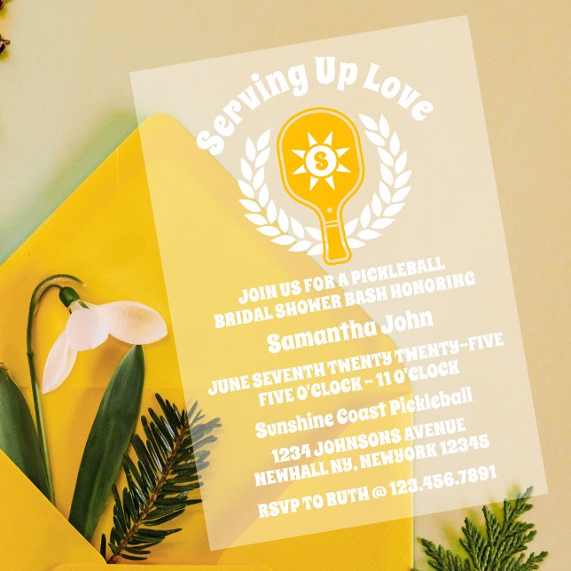 Invitations En Acrylique Fête des mariées Retro Sunshine Pickleball (Bridal Shower Invitation)