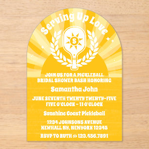 Invitations En Acrylique Fête des mariées Retro Sunshine Pickleball