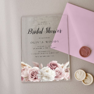 Invitations En Acrylique Fête des mariées Roses Roses Roses Roses Roses Ros