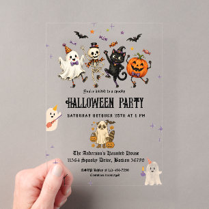 Invitations En Acrylique Fête d'Halloween élégante pour enfants