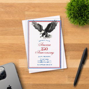 Invitations En Acrylique Fête du 250e anniversaire d'Aigle américain d'Amér
