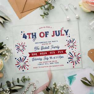 Invitations En Acrylique Fête du 4 juillet tendance pour la fête de l'indép