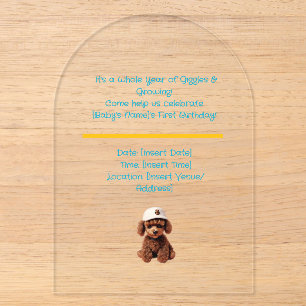 Invitations En Acrylique Fête du Toutou Caniche » – 1er Anniversaire du Pet