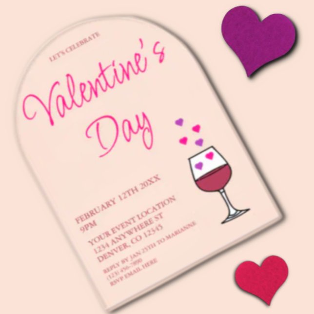 Invitations En Acrylique Fête du vin de la Saint-Valentin  (Créateur téléchargé)