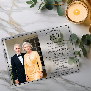 Invitations En Acrylique Fête élégante de 50e anniversaire de mariage Photo