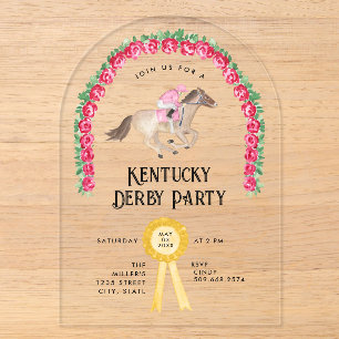 Invitations En Acrylique Fête élégante de derby de course de chevaux