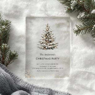 Invitations En Acrylique Fête élégante de l'arbre de Noël