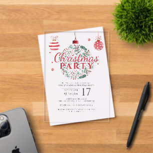 Invitations En Acrylique Fête élégante de Noël et des Fêtes