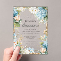 Fête élégante de Quinceañera florale bleue 15 ans