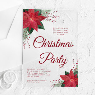 Invitations En Acrylique Fête Florale Poinsettia Noël