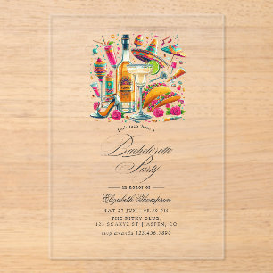 Invitations En Acrylique Fête mexicaine Transparent Fiesta