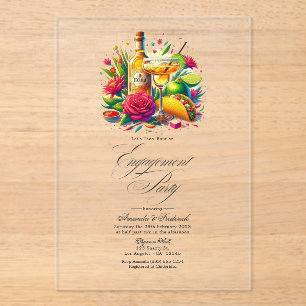 Invitations En Acrylique Fête mexicaine transparente