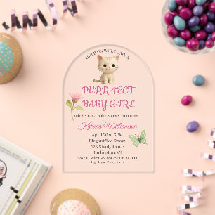 Invitations En Acrylique Fête Prénatale de Bébé Féminin Parfaite avec un Ch