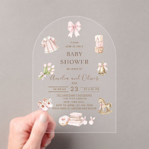 Invitations En Acrylique Fête prénatale de bébé fille Nursery bohème aquare