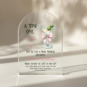 Invitations En Acrylique Fête rétro pour un petit martini rose pour bébé fi