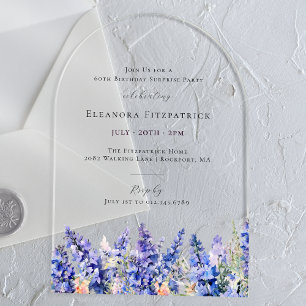 Invitations En Acrylique FÊTE SURPRISE 60 juillet Fleur du mois de naissanc