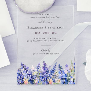 Invitations En Acrylique FÊTE SURPRISE 95 juillet Fleur du mois de naissanc