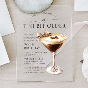 Invitations En Acrylique FÊTE SURPRISE À Tini Bit Older Martini 70 ans