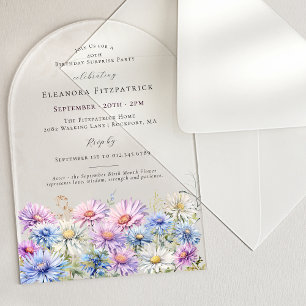 Invitations En Acrylique FÊTE SURPRISE ARCH 40 Fleur de naissance de septem