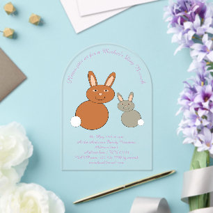 Invitations En Acrylique Fêtes des mères Bunnies sur mesure Brunch