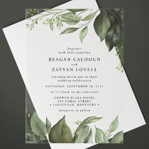Invitations En Acrylique Feuilles de Eucalyptus Sophistiquées pour un Maria