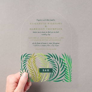 Invitations En Acrylique Feuilles de Palmiers Tropicaux, Mariage à la Plage