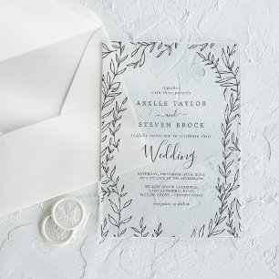Invitations En Acrylique Feuilles minimes Vert moderne Élégant Mariage Boho