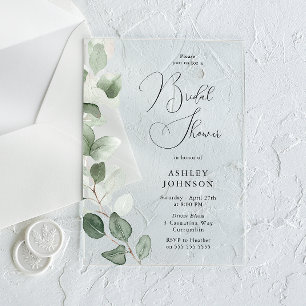 Invitations En Acrylique Feuilles Vertes Luxuriantes Mariage Moderne