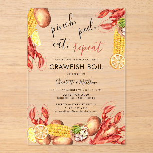 Invitations En Acrylique Fiançailles moderne Crawfish Bouille