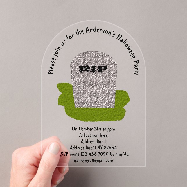 Invitations En Acrylique Fichier Tombstone personnalisé RIP (In situ (ordinateur de poche))
