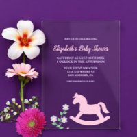 Fille au cheval à bascule rose Baby Shower
