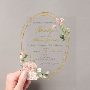 Invitations En Acrylique Fille de baptême espagnole