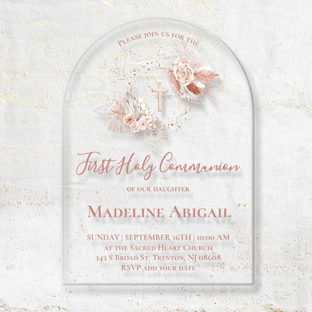 Invitations En Acrylique fille de première communion (Créateur téléchargé)