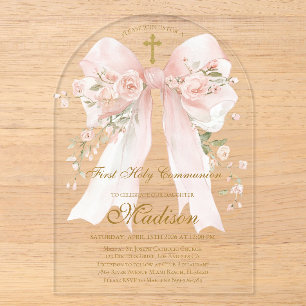 Invitations En Acrylique Fille de première communion sainte - Arche bohème