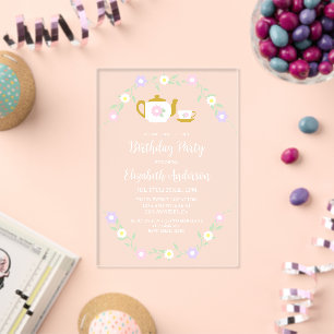 Invitations En Acrylique Fille du thé pour deux 2e anniversaire