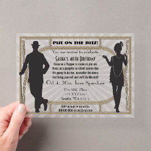 Invitations En Acrylique Fille flapper et gangster de l'art déco des années