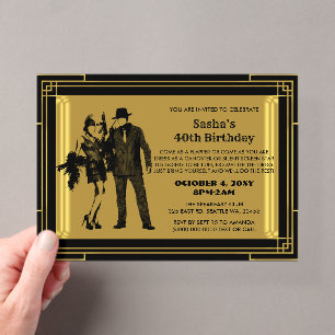 Invitations En Acrylique Fille flapper et gangster de l'art déco des années