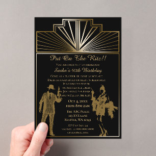 Invitations En Acrylique Fille flapper et gangster de l'art déco des années